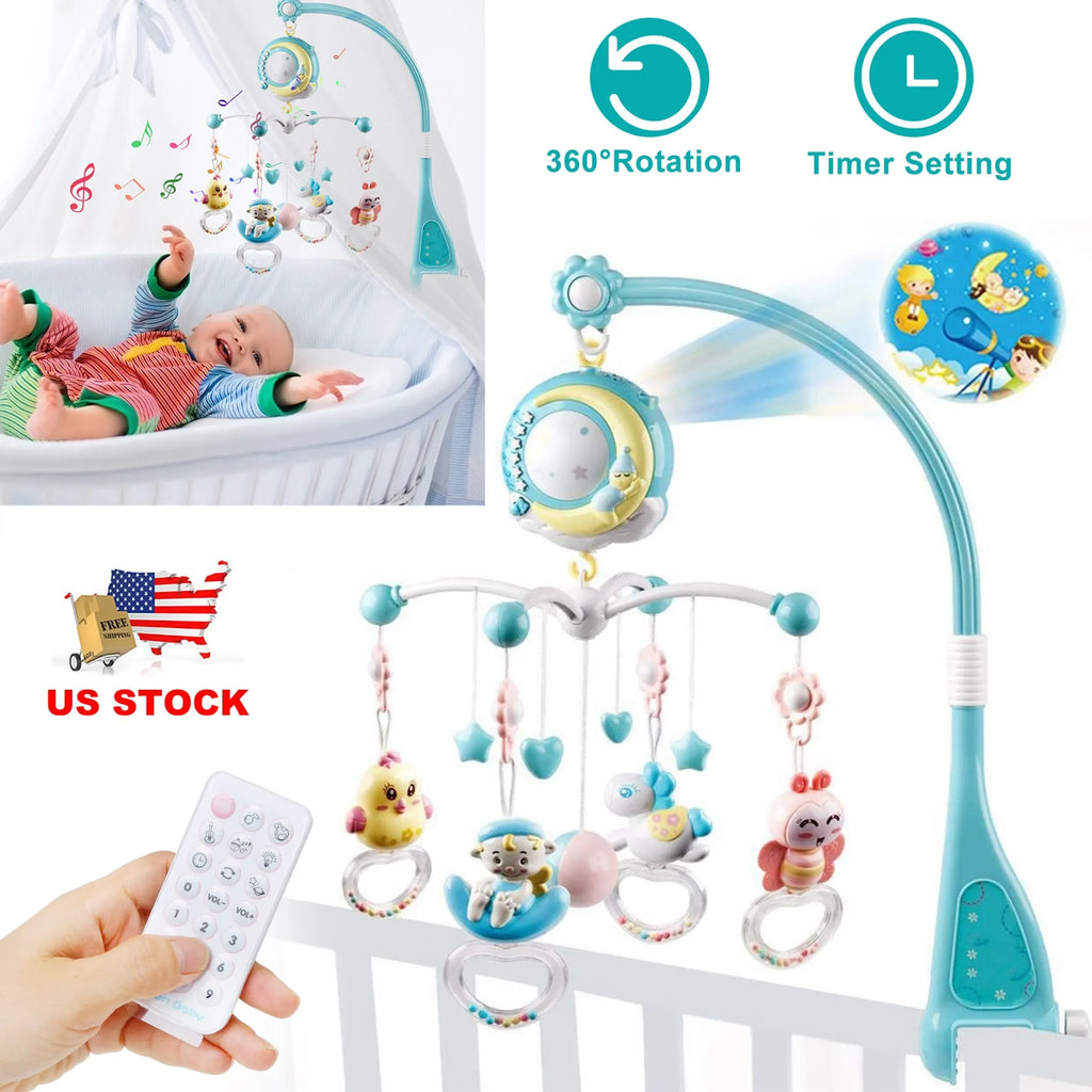 Baby Musical Crib Bed Bell Rotating Mobile Star