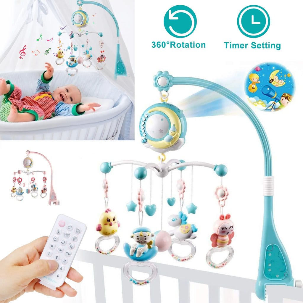Baby Musical Crib Bed Bell Rotating Mobile Star