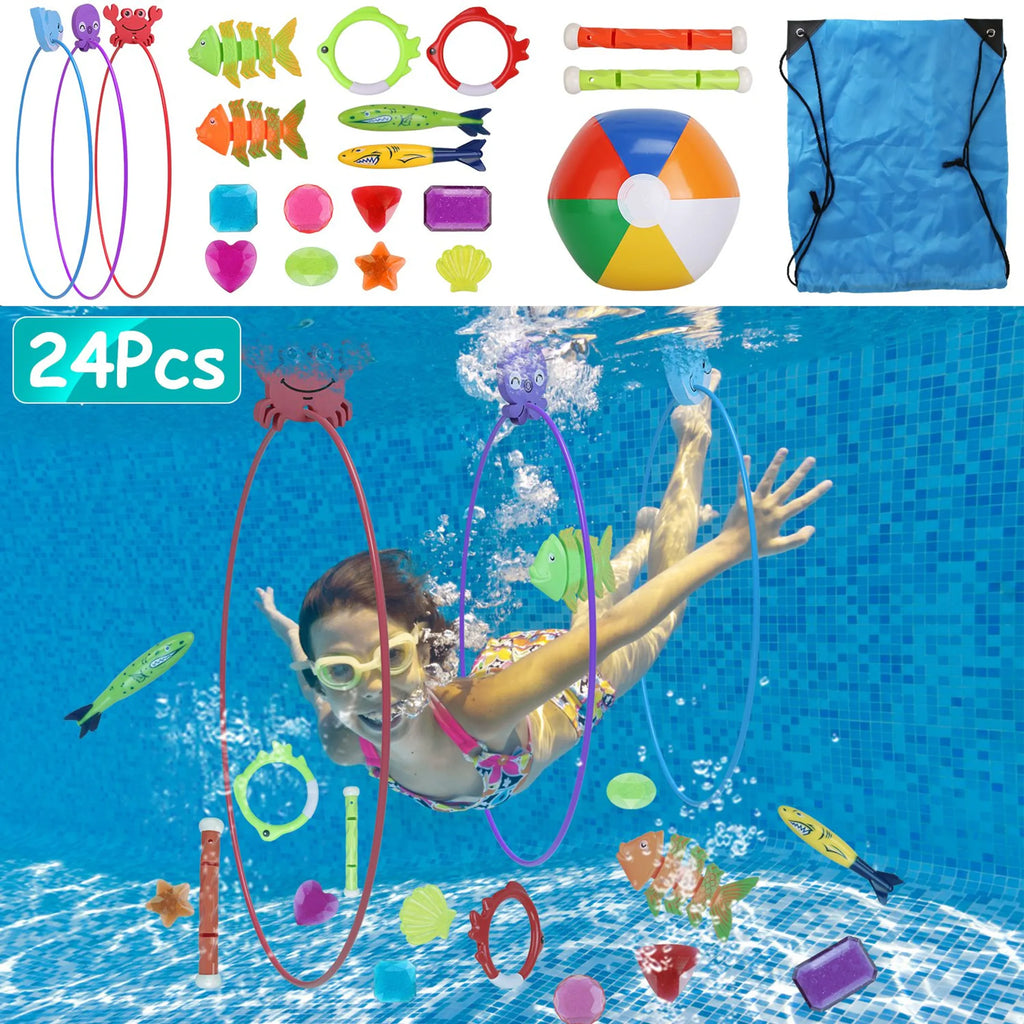 24Pcs Diving Toys Swimming Pool