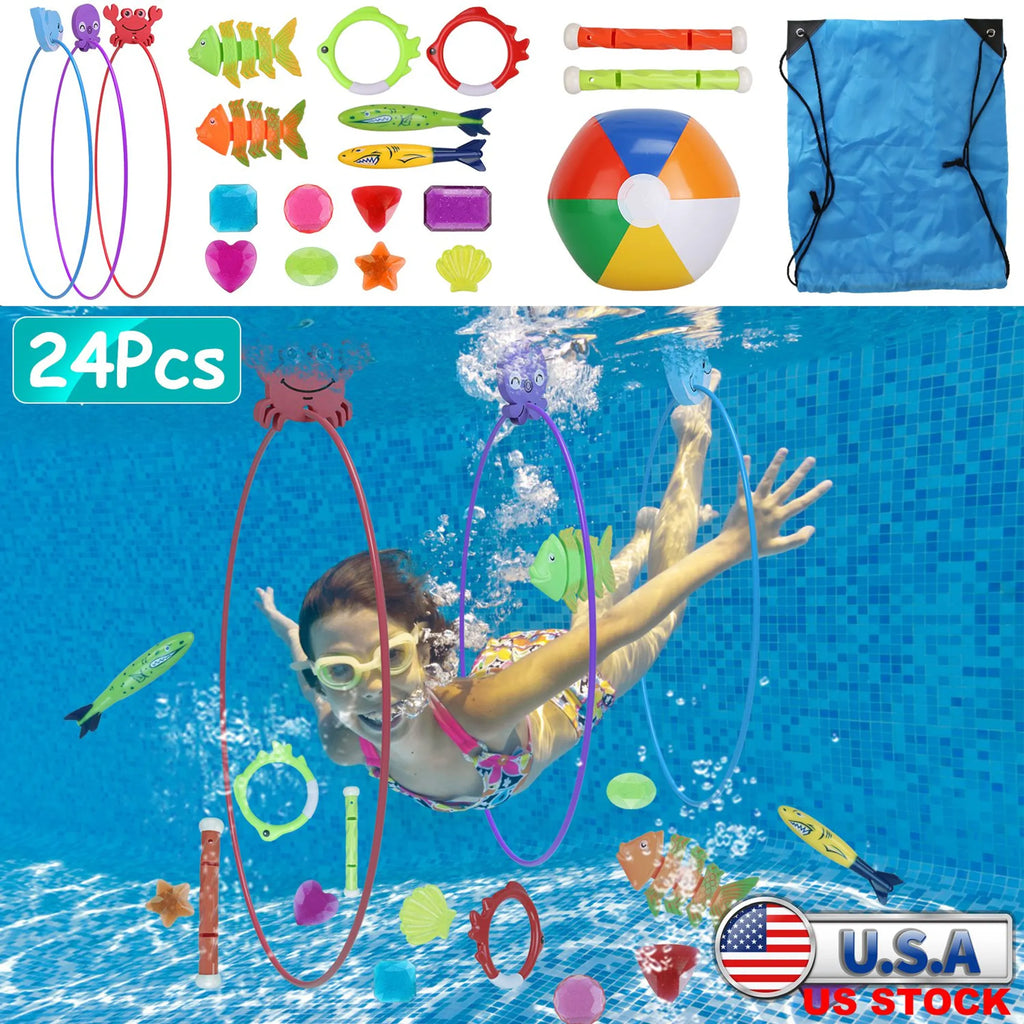 24Pcs Diving Toys Swimming Pool