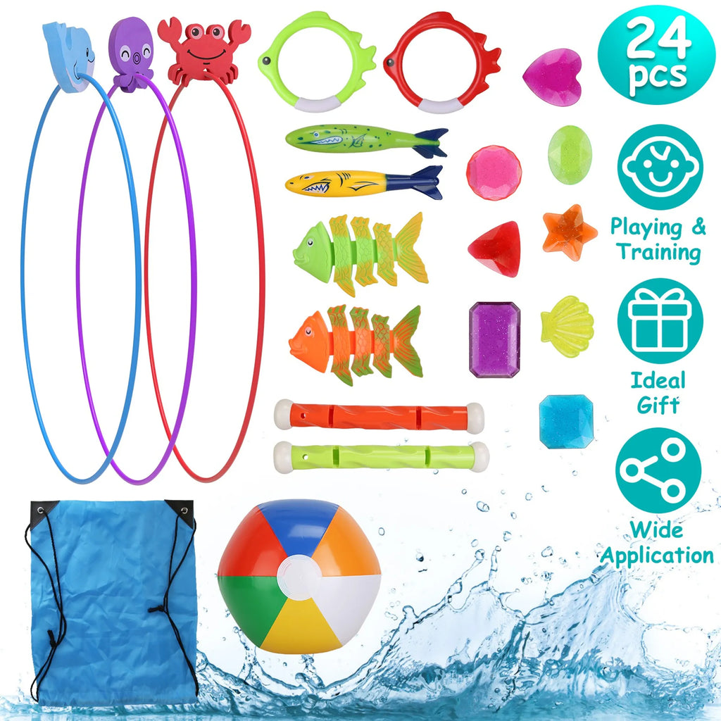 24Pcs Diving Toys Swimming Pool