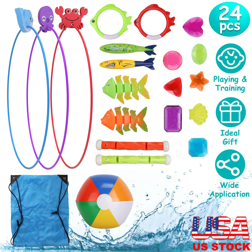 24Pcs Diving Toys Swimming Pool