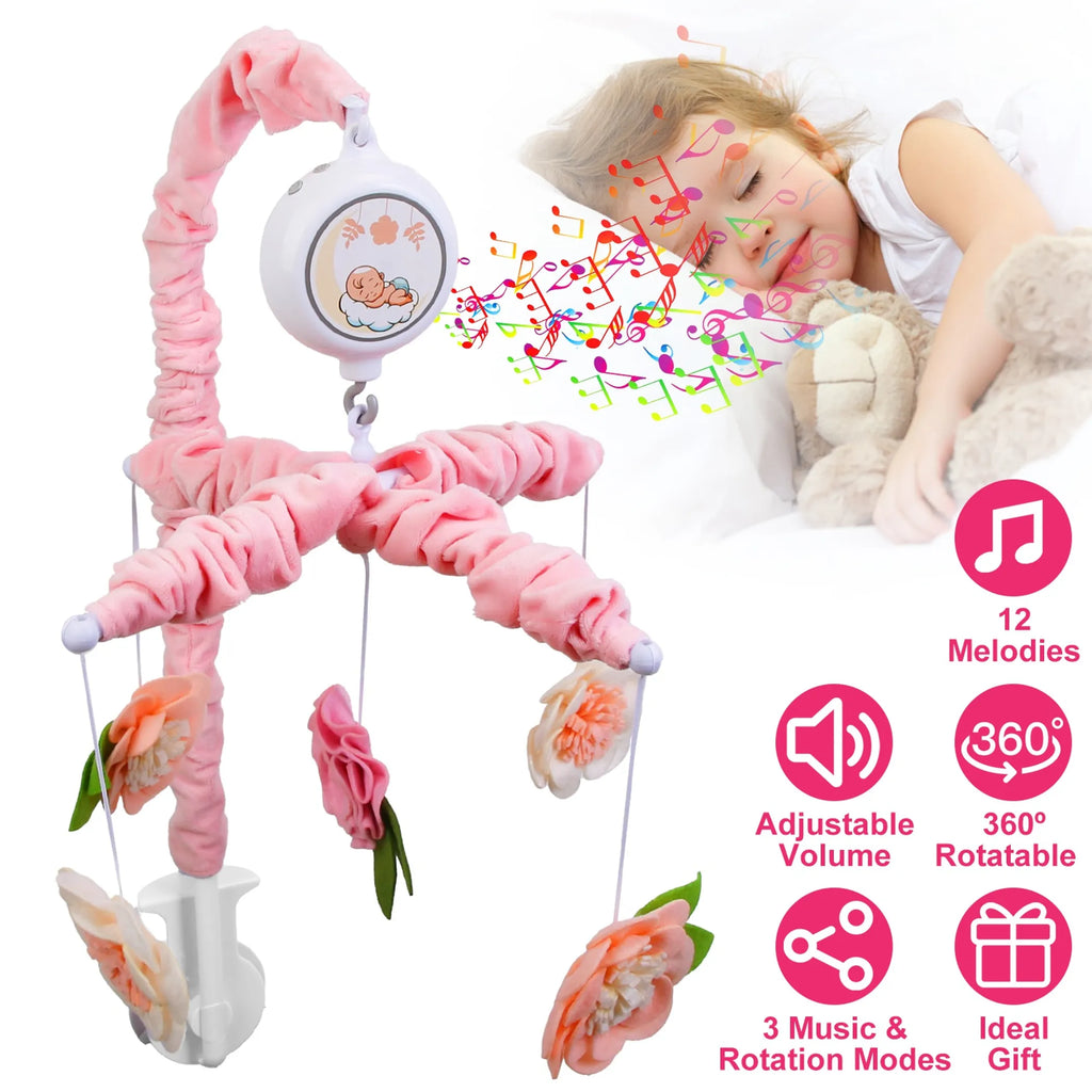 Musical Crib Mobile for Girls Baby Musical Crib Bed