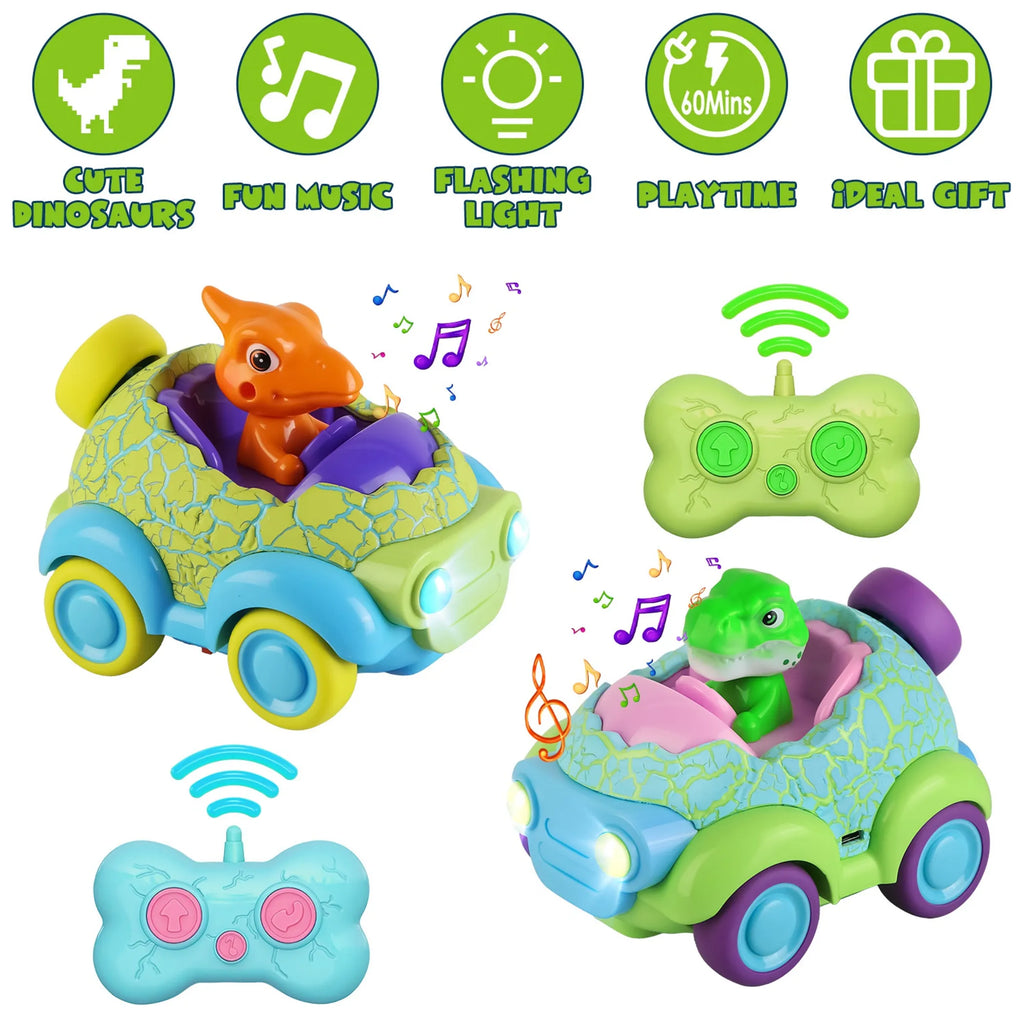 2Pack Dinosaur Remote Control Cars