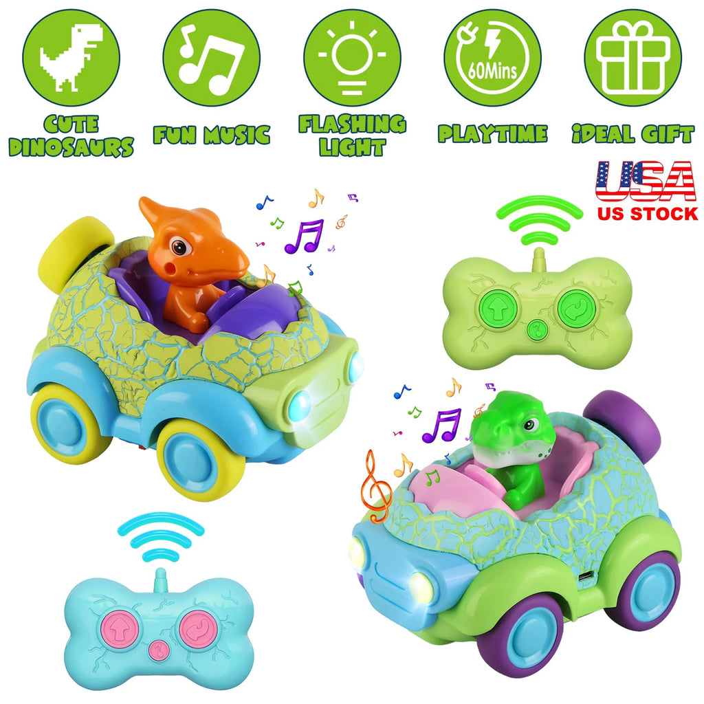 2Pack Dinosaur Remote Control Cars