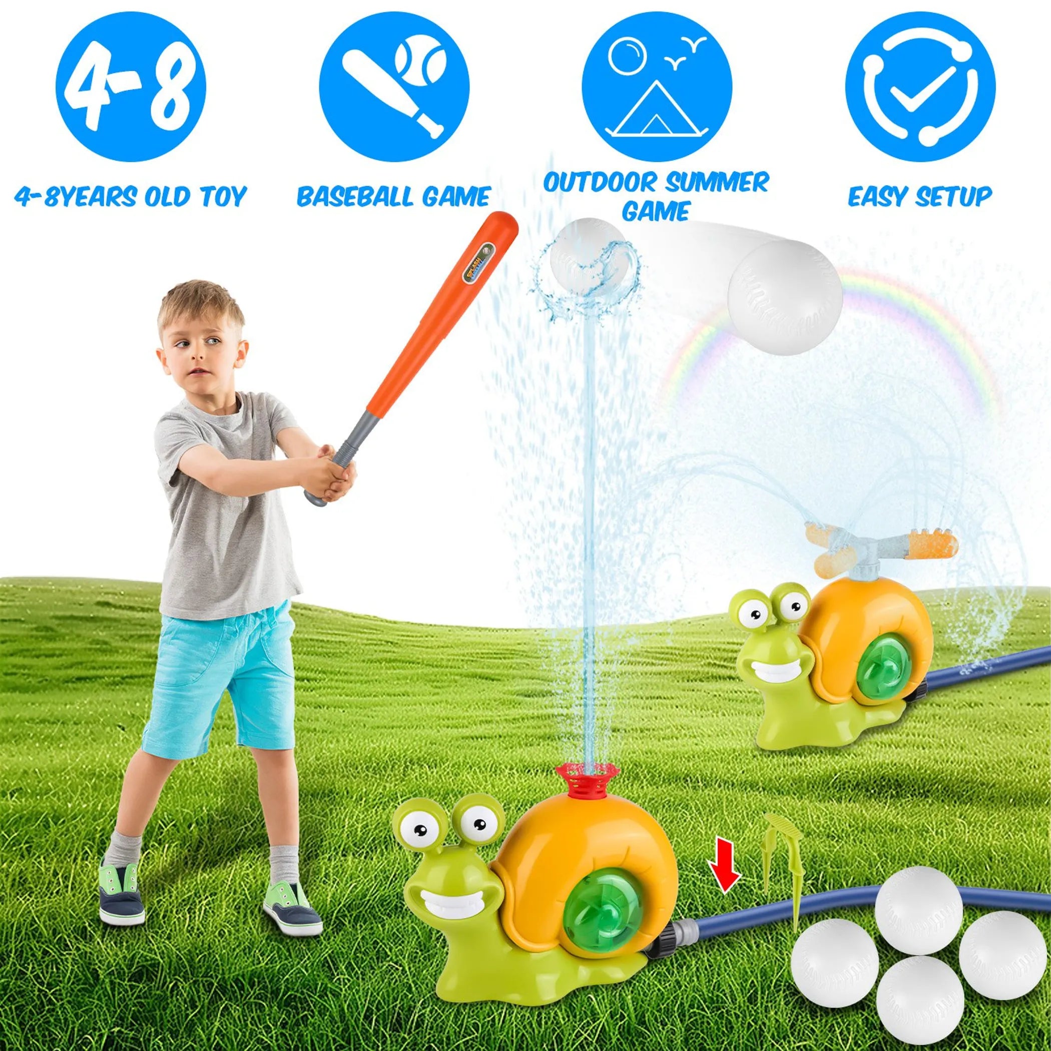 2 In 1 Snail Water Sprinkler Baseball Toy